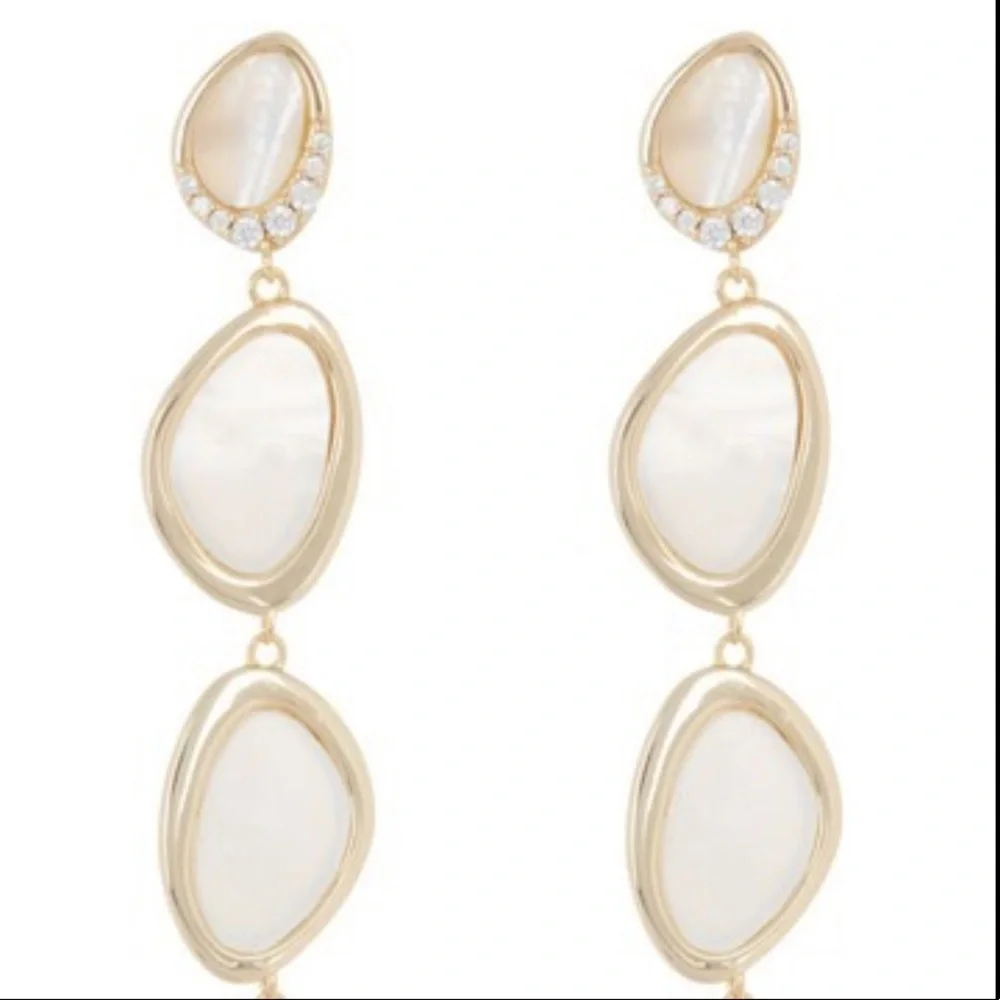 COPY - Argento Vivo Mother of Pearl Linear Drop Earrings - Picture 2 of 12